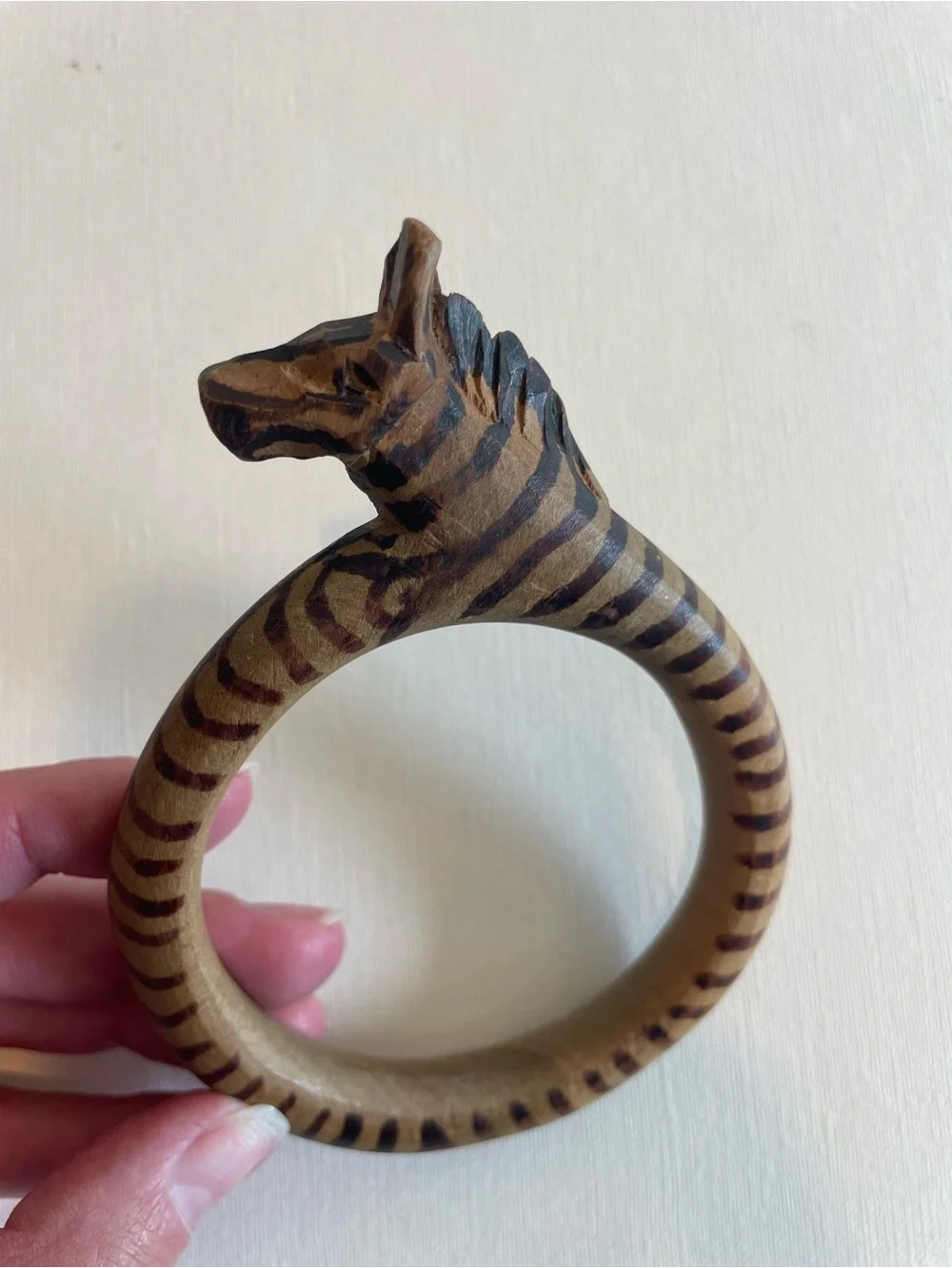 Unique Handcrafted wooden Zebra-Pattern Accessory bangle